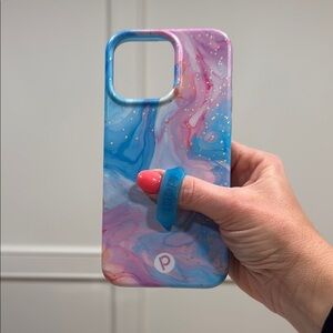 Loopy iPhone 15 Pro Max case- Marble Pink and blue